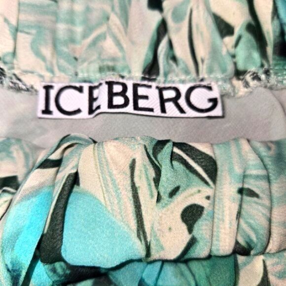 Iceberg Floral Green Strapless drop waist Dress, 100% Silk, Size M - Picture 7 of 8